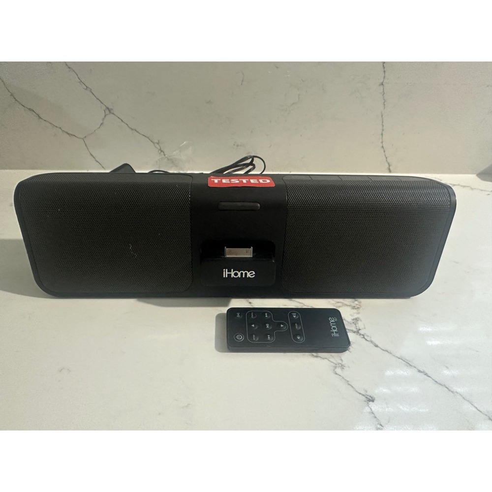 iHome iP46 Portable Rechargeable Speaker System 30-Pin Dock Black with Remote